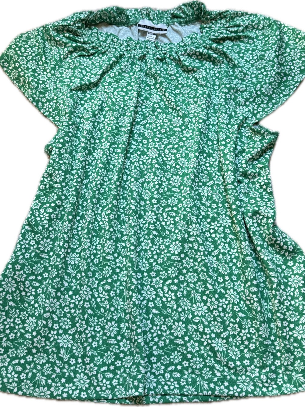 Jules & Leopold Green Floral Elastic Neck Blouse NWT